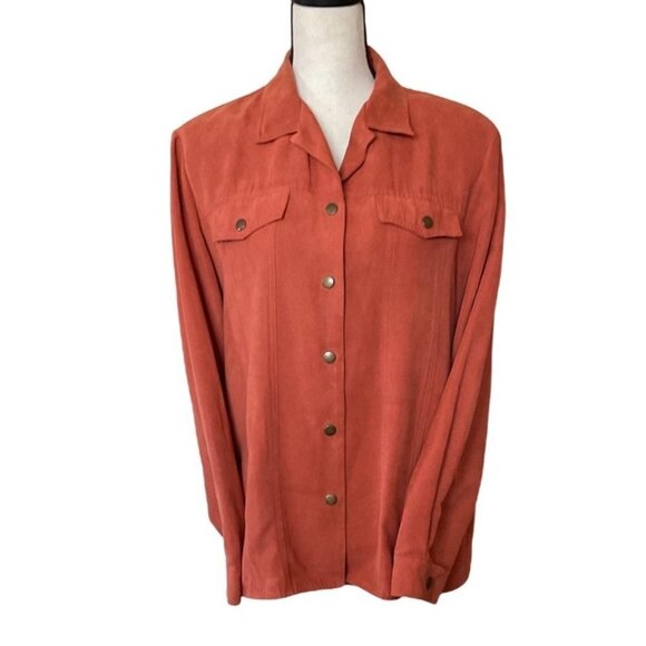 Alfred Dunner suede texture metallic buttons light weight jacket women 14 - Picture 6 of 10